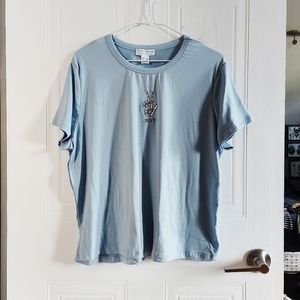 Light blue embroidered t-shirt